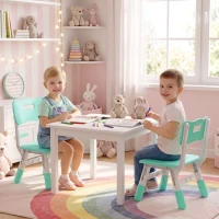 AIYAPLAY Schreibtischstuhl Kinder 2er Set, 26-30cm höhenverstellbar ergonomischer Rückenlehne armlose für 1,5–8 Jahren Grün(m-2)