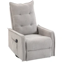 HOMCOM Poltrona Relax Massaggiante e Reclinabile con Telecomando e Poggiapiedi, 71x93x99 cm, in Ciniglia Grigio Chiaro(m-1)