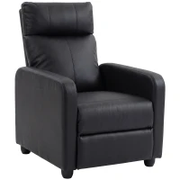 HOMCOM Poltrona Relax Reclinável Manual 155° com Apoio para Pés em Couro PU para Sala e Quarto, Preto(m-1)