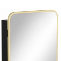 HOMCOM Bathroom Medicine Mirror Cabinet, Bathroom Wall Cabinet w/ Storage, Magnetic Door, Adjustable Shelf, Natural Wood Finish(m-10)