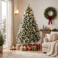 HOMCOM Árbol de Navidad 180 cm con 350 Luces LED 11 Modos Mando a Distancia 1020 Puntas Base Metálica Plegable Verde(m-10)