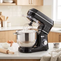 HOMCOM 7 L 1400W 6-Speed Tilt-Head Food Mixer, Stand Mixer with Handle and Dough Hook, Black(m-14)