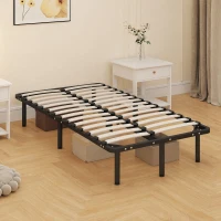 HOMCOM 3ft Single Bed Frame, Metal Platform Bed Frame with 2 x 14 Wood Slats, No Box Spring Needed, Underbed Storage, Black(m-2)