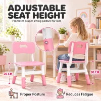AIYAPLAY 2 PCS Kids Desk Chairs, 3 Level Height Adjustable Children's Chairs with Backrest for 1.5-8 Years, Max Load 50KG, Pink(m-5)