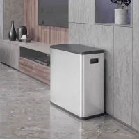 HOMCOM Coș de gunoi automat cu senzor de mișcare în infraroșu și sistem de separare a deșeurilor, capac, 60L, Argintiu(m-5)
