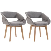 HOMCOM Set 2 Ergonomische Esszimmerstühle in Hellgrau(m-8)