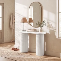 HOMCOM Consola Moderna Estrecha con Compartimento Oculto 103 cm Blanco(m-4)