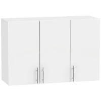 HOMCOM Bathroom Wall Cabinet, Wall-Mounted Bathroom Storage Cabinet with 3 Doors, Adjustable Shelf for Kitchen, White(m-1)