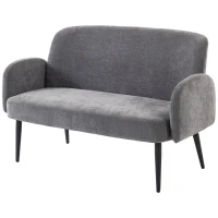 HOMCOM 132cm 2 Seater Sofa, Velvet Comfy Small Sofa Couch with Wide Seat, Thick Padding, Tapered Metal Legs, Light Grey(m-1)