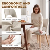 HOMCOM Dining Chairs Set Upholstered Kitchen Chenille Tool Free Assembly Rubberwood Legs, Beige(m-5)