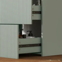HOMCOM Under Sink Cabinet with 2 Drawers, Under Sink Bathroom Cabinet for Sink with or without Pedestal, Green and Natural Wood(m-9)