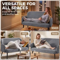 HOMCOM 132cm 2 Seater Sofa, Velvet Comfy Small Sofa Couch with Wide Seat, Thick Padding, Tapered Metal Legs, Light Grey(m-7)