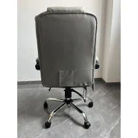 HOMCOM Fotoliu de birou cu masaj vibrant și încălzire, Scaun de birou ergonomic din PU, spătar înclinabil, tetieră, Gri(m-4)