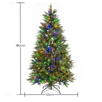 HOMCOM Árbol de Navidad 180 cm con 350 Luces LED 11 Modos Mando a Distancia 1020 Puntas Base Metálica Plegable Verde(m-3)