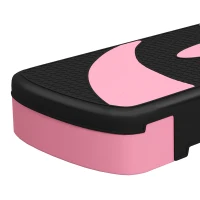 HOMCOM Aerobic Step with 3-Level Adjustable Heights for Home, Office Exercise, Black and Pink(m-13)