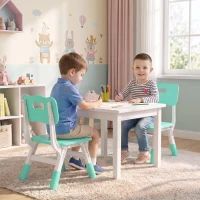 AIYAPLAY 2 PCS Kids Desk Chairs, 3 Level Height Adjustable Children's Chairs with Backrest for 1.5-8 Years, Max Load 50KG, Green(m-14)