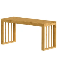 HOMCOM 90 cm Bamboo Shoe Bench Backless Hallway Bench Seat, Wood Indoor Decor for Entryway, Natural(m-1)