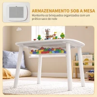AIYAPLAY Mesa Infantil Montessori com Banco Superfície para Blocos e Bolsa em Rede para Crianças de 3-6 Anos Branco(m-6)