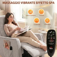 HOMCOM Poltrona Relax Massaggiante e Reclinabile con Telecomando e Poggiapiedi, 71x93x99 cm, in Ciniglia Grigio Chiaro(m-4)