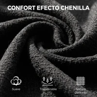 HOMCOM Sillón Relax Sofá Individual en Chenilla Butaca de Salón Moderna Asiento Ancho y Cojín Grueso Cojín Lumbar Negro(m-4)