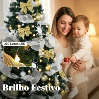HOMCOM Árvore de Natal 180 cm com 200 Luzes LED 8 Modos 800 Ramos e Comando Verde(m-5)