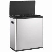 HOMCOM Coș de gunoi automat cu senzor de mișcare în infraroșu și sistem de separare a deșeurilor, capac, 60L, Argintiu(m-7)