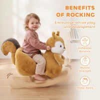 AIYAPLAY Rocking Horse, Stable Plush Ride on Horse Squirrel Design with Animal Sounds, Security Belt for Toddlers 1-3 Y, Brown(m-5)