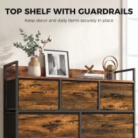 HOMCOM Chest of Drawers with 7 Drawers, Industrial Fabric Storage Unit with Top Shelf and Steel Frame for Bedroom, Rustic Brown(m-5)