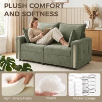 HOMCOM 2 Seater Sofa with Lift-Up Storage, 168 cm Comfy Velvet Small Couch with Wide Deep Seat, Plush Backrest, Thick Padding, 2 Pillows, Loveseat for Living Room, Home Office, Dark Green(m-4)