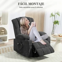 HOMCOM Sillón Relax Reclinable Eléctrico Levanta Personas con Masaje y Calor Lumbar Asiento con Muelles Puerto USB de Chenilla(m-9)