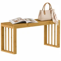 HOMCOM Bancă pentru Pantofi din Bambus cu Șezut cu Lamele, 90 cm, Culoare Naturală,(m-10)