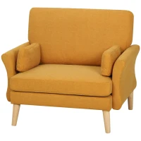 HOMCOM Poltrona Estofada em Veludo Poltrona de Destaque Extra Grande com Pernas de Madeira Poltrona de Leitura para Sala e Quarto Amarelo(m-7)
