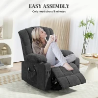 HOMCOM Cadeirão Relax Reclinável Elétrico Elevatório com Massagem e Calor Lombar, Assento com Molas e Porta USB, em Chenille(m-5)