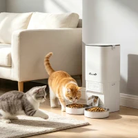PawHut 7L Automatic Cat Feeder with App Control, 2.4G/5G WiFi, Timer, 15 Meals/Day, Dual Power, 10s Voice Recording, Anti-Clog(m-8)