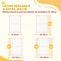 PawHut Poartă de Siguranță Extensibilă pentru Câini 76-104 x 104 cm, Deschidere cu o Singură Mână, Alb(m-4)