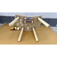 AIYAPLAY Table d'Activités en Bois pour Bébé 1-3 Ans 6 en 1 avec Engrenages, Labyrinthe de Perles, Horloge Rotative et Carottes(m-16)