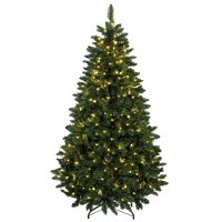HOMCOM Árbol de Navidad 180 cm con 250 Luces LED 11 Modos Mando a Distancia 800 Puntas Base de Acero Plegable Verde(m-1)