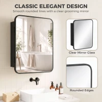 HOMCOM Bathroom Medicine Mirror Cabinet, Bathroom Wall Cabinet with Storage, Magnetic Door and Adjustable Shelf, Black(m-7)