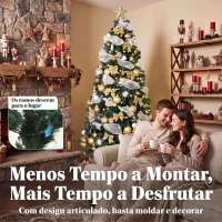 HOMCOM Árvore de Natal Artificial Pré-iluminada 230 cm com 250 Luzes LED 8 Modos 1136 Pontas Comando à Distância Verde(m-7)