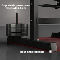 HOMCOM Banco de Musculación con Soporte para Barra y Estación de Dips Carga 220 kg para Entrenamiento en Casa Gimnasio(m-7)