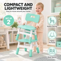 AIYAPLAY 2 PCS Kids Desk Chairs, 3 Level Height Adjustable Children's Chairs with Backrest for 1.5-8 Years, Max Load 50KG, Green(m-7)