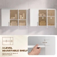 HOMCOM Bathroom Wall Cabinet, Wall-Mounted Bathroom Storage Cabinet with 3 Doors, Adjustable Shelf for Kitchen, White(m-5)