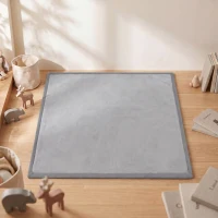 AIYAPLAY Alfombra Infantil, 127x127 cm, Colchoneta de Espuma 3 cm, Franela Suave, Antideslizante, Resistente al Agua, Gris Claro(m-8)