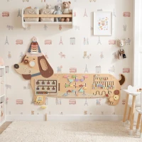 AIYAPLAY Montessori Inspired Busy Board, Wooden Dachshund Sensory Wall Panel for kids Touch, Feel & Learn, Classroom, Playroom(m-8)