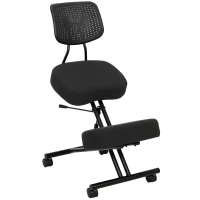 HOMCOM Chaise posturale ergonomique réglable avec dossier et roulettes noir(m-7)