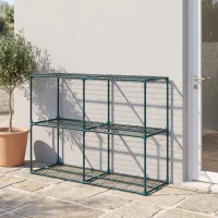 Outsunny Étagère à Fleurs 3 Niveaux en Acier, Support à Plantes Intérieur Extérieur, Charge 20 kg, 143 x 48 x 100 cm, Vert Foncé(m-2)