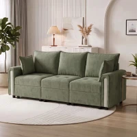 HOMCOM 3 Seater Sofa with Lift-Up Storage, 228cm Comfy Velvet Couch with Wide Deep Seat, Dark Green(m-9)