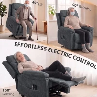 HOMCOM Riser Recliner Chair with Massage and Heat, Electric Lift Recliner Armchair for Elderly with Spring Cushion, Grey(m-4)