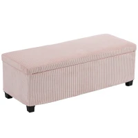 HOMCOM Aufbewahrungsbank Fassungsvermögen 84 L 112x42x40 cm Cord-Bezug Fußende des Bettes für Wohnzimmer Schlafzimmer Rosa(m-8)