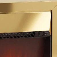 HOMCOM Electric Fireplace Stove Freestanding/Inset, 2000W, Electric Fire with LED Flame, Pebbles, Adjustable Thermostat, Gold(m-11)